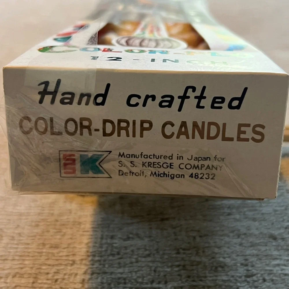Vintage‎ Color-Flo 12 Inch Color Drip Candles Set of 2 S.S. Kresge Japan Retro